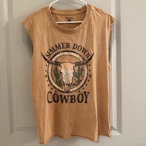 Idyllwind Tan "Simmer Down Cowboy" Fringe Tank